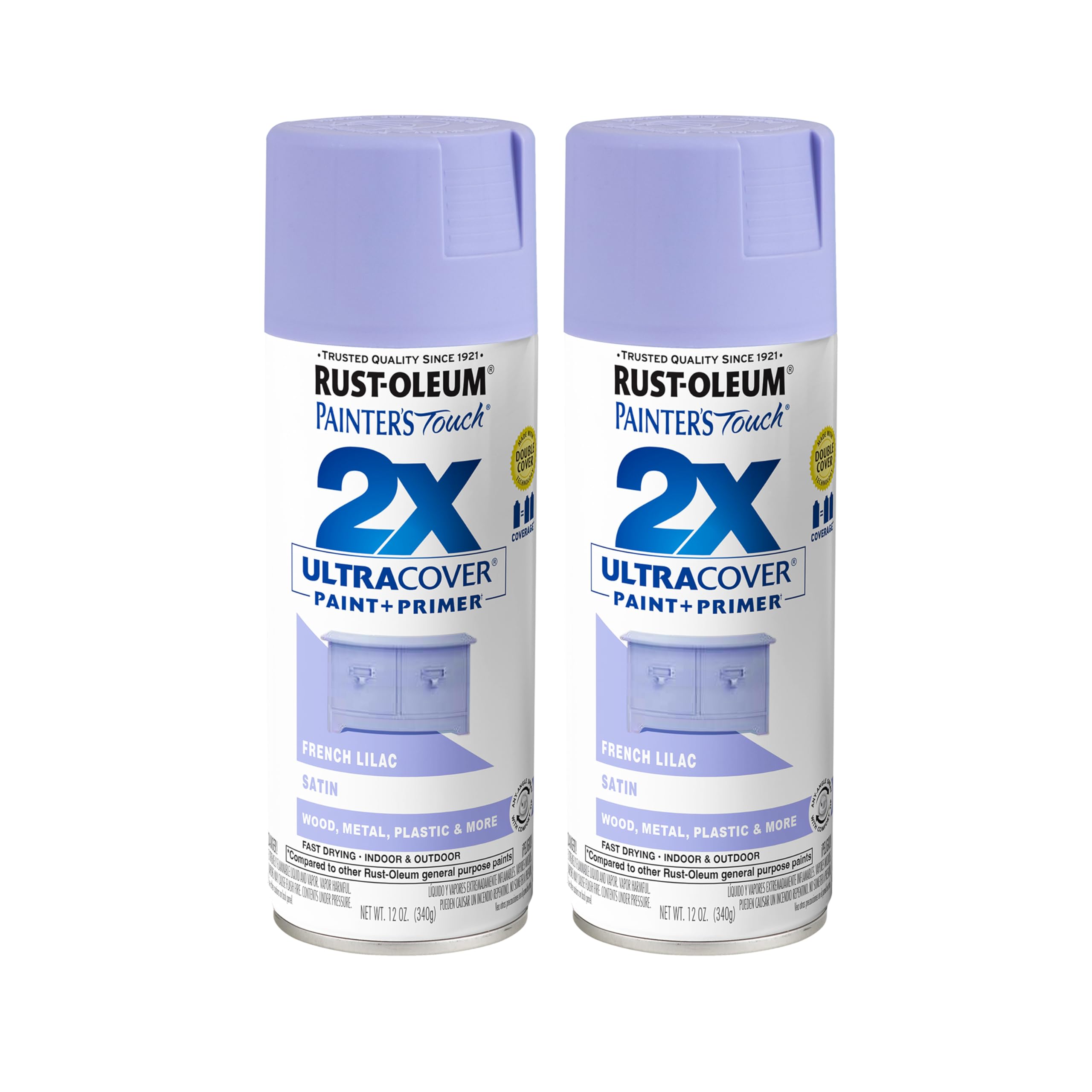 Rust-Oleum Painter's Touch 2X Ultra Cover Spray Paint, Satin French Lilac