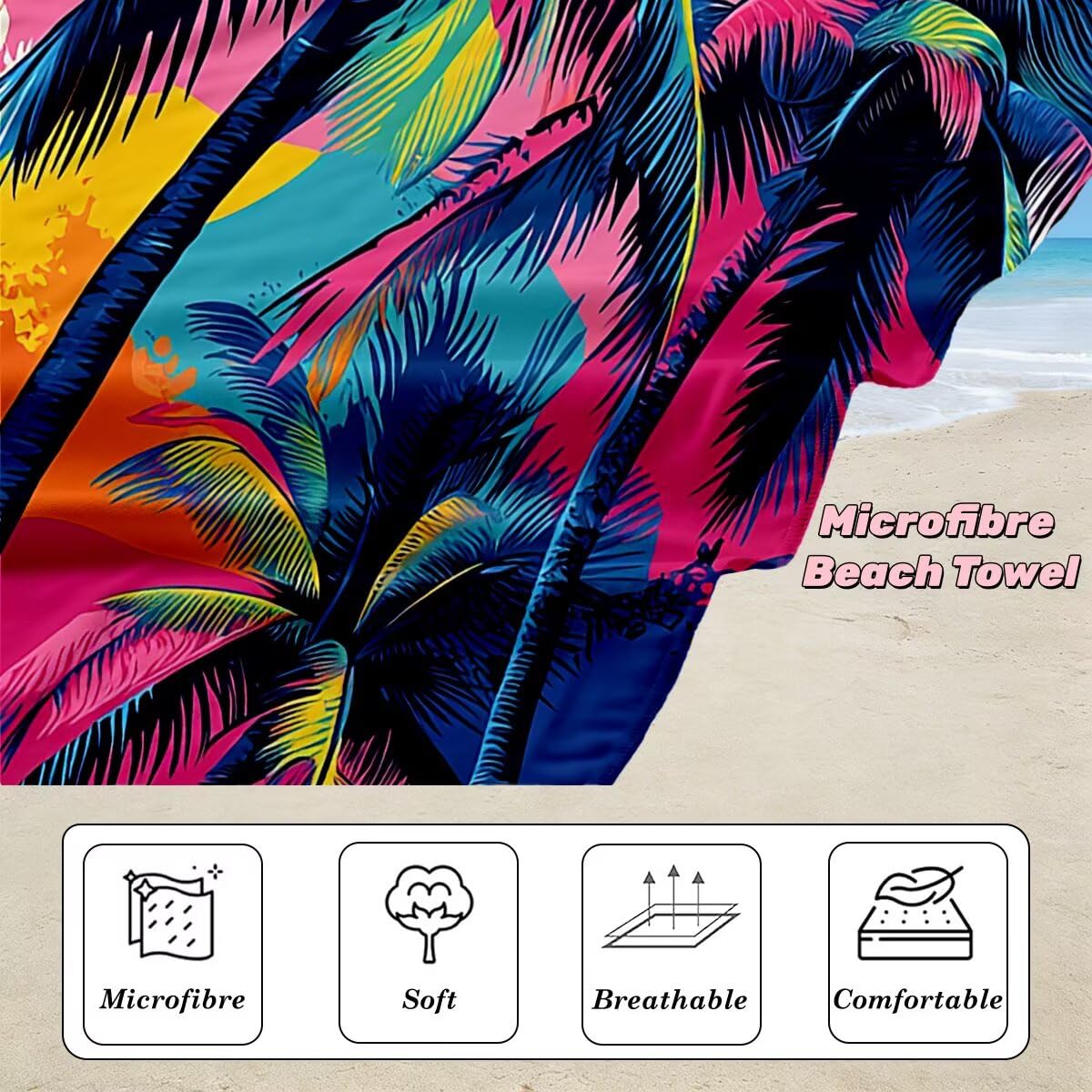 Toalla Playa 80x160 cm, Toalla Gimnasio Microfibra Secado Rapido, Juego de 2 Antiarena Toallas de Playa, Ligera Compacta Toallas Microfibra Grande para Viaje, Regalo Hombre Regalo Mujer (Árbol) -4865