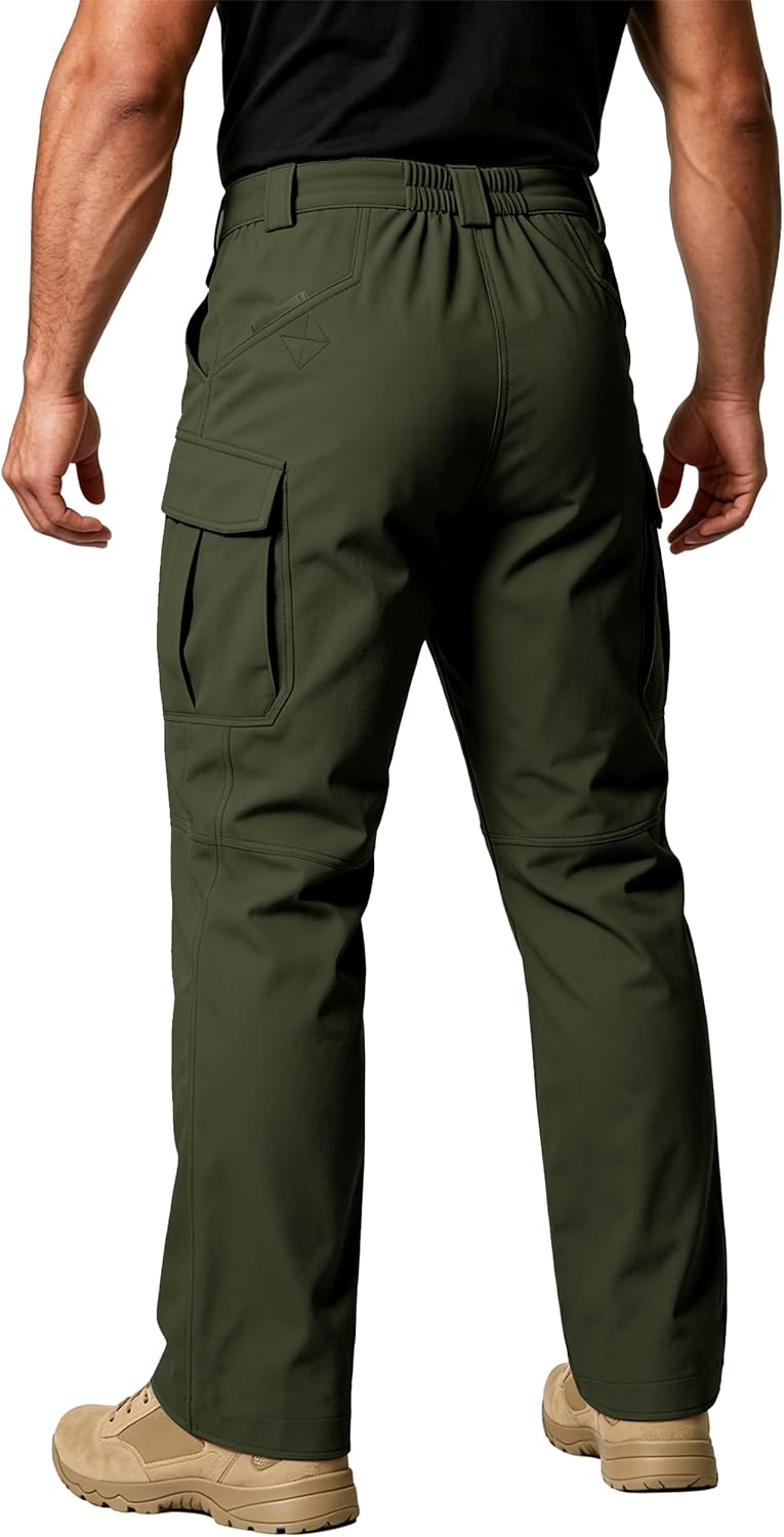 Men's Tactical Cargo Pants Stretch Ripstop Work Pants for Hiking, 9 Pockets | Water-resistant quick-dry, elastic waist, reinforced seams, articulated knees, gusseted crotch, D-ring for construction, EDC