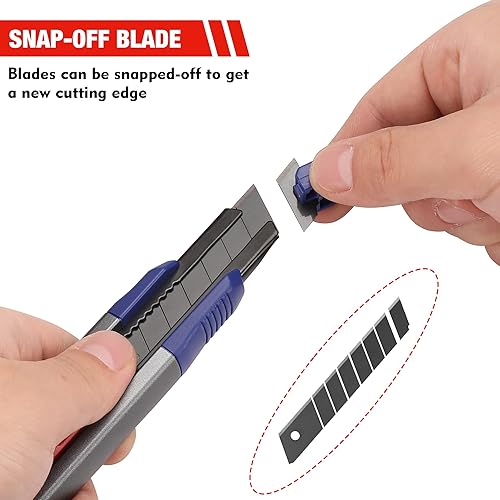 Miniatura 9 de WORKPRO Cuchillo utilitario retráctil de 0.709 in, cortador de caja resistente a presión con 10 cuchillas SK5 para cajas de cartón, cartón y cajas,