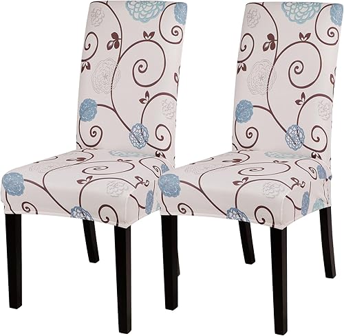 SearchI Juego de 2 fundas elásticas para sillas Parsons de comedor, fundas elásticas con estampado de elastano, extraíbles, lavables, fundas