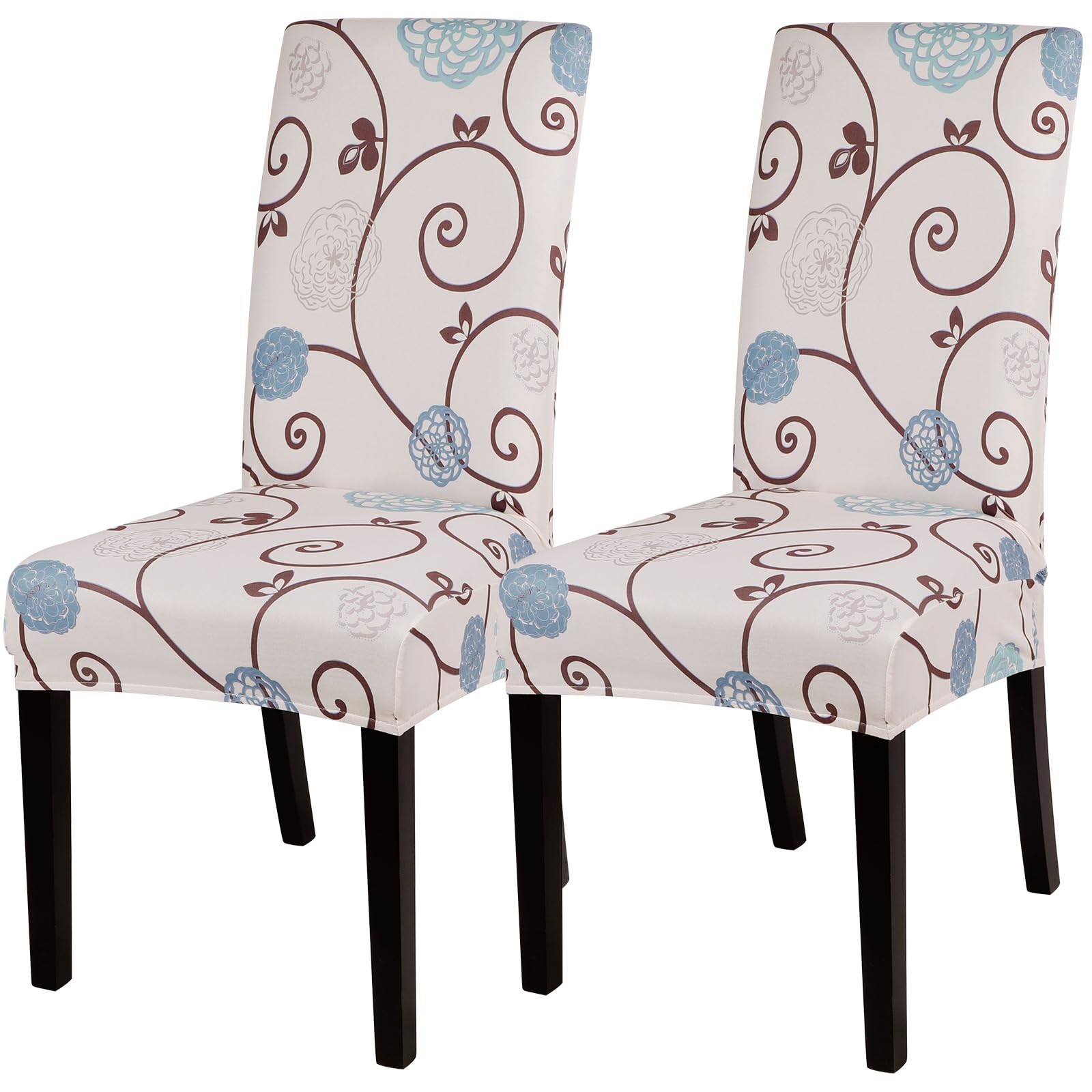 SearchI Dining Room Chair Covers Set of 2, Stretch Printed Parsons Chair Slipcovers Super Fit Spandex Removable Washable Kitchen Chair Protector Cover for Dining Room, Hotel, Ceremony (Ball Flower)