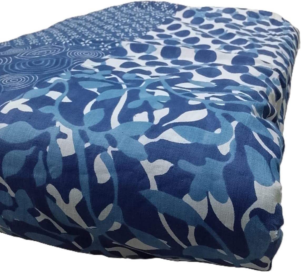 COTSILER Hand Block Print Fabric PRECUT 42 Inch Width100% Cotton Material Light Weight Cloth for Making Summer Dress Tops Indian Fabric for Crafting, Quilting Patchwork (Color 9, 3 Yard Precut)