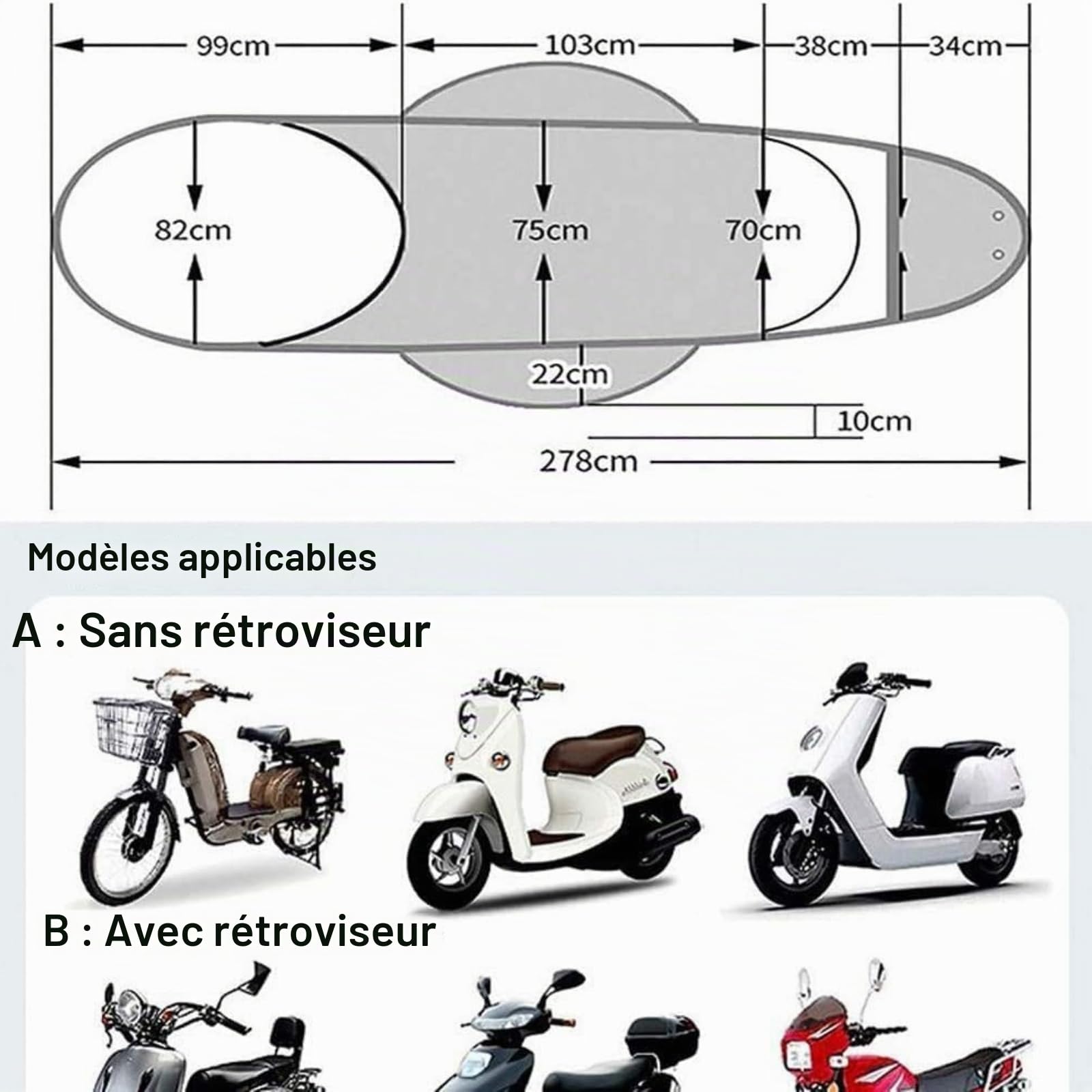 Parapluie de Moto entièrement fermé pour Scooter, Protection Solaire et Pluie, imperméable, Universel, Bleu B