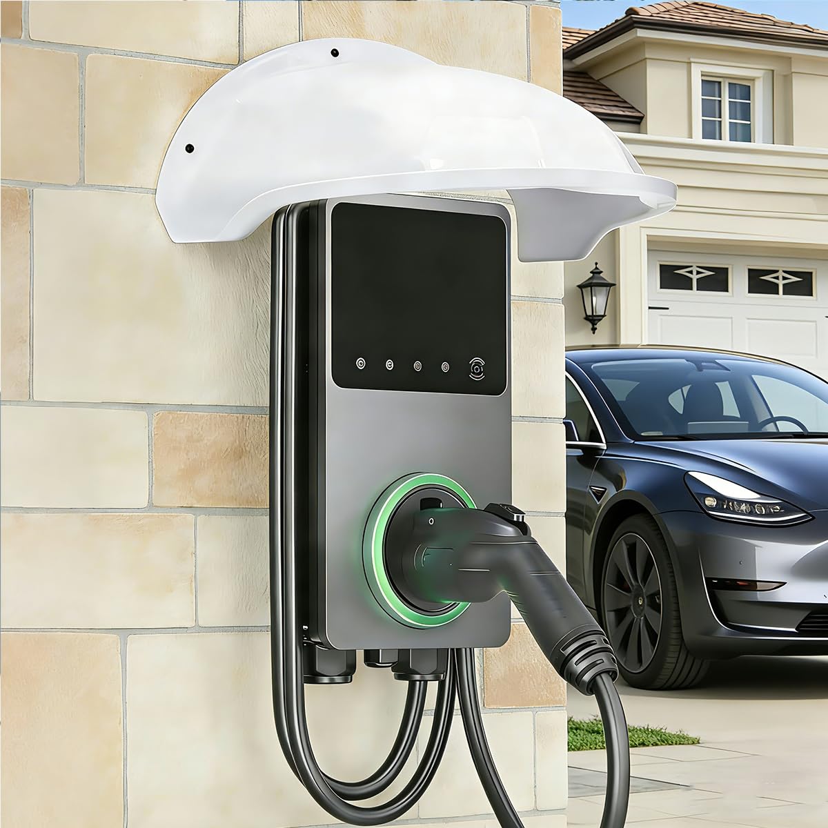 Wallbox Tettoia per stazione di ricarica auto elettrica protezione pioggia UV ABS 40x35,5x20 cm