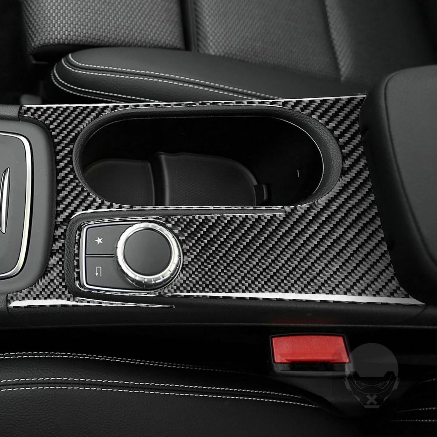 for Mercedes Benz CLA Class C117 GLA X156 2013-2019 Carbon Fiber Frame Cover Trim Sticker Accessories Decoration (Water Cup Holder Armrest Panel 31)
