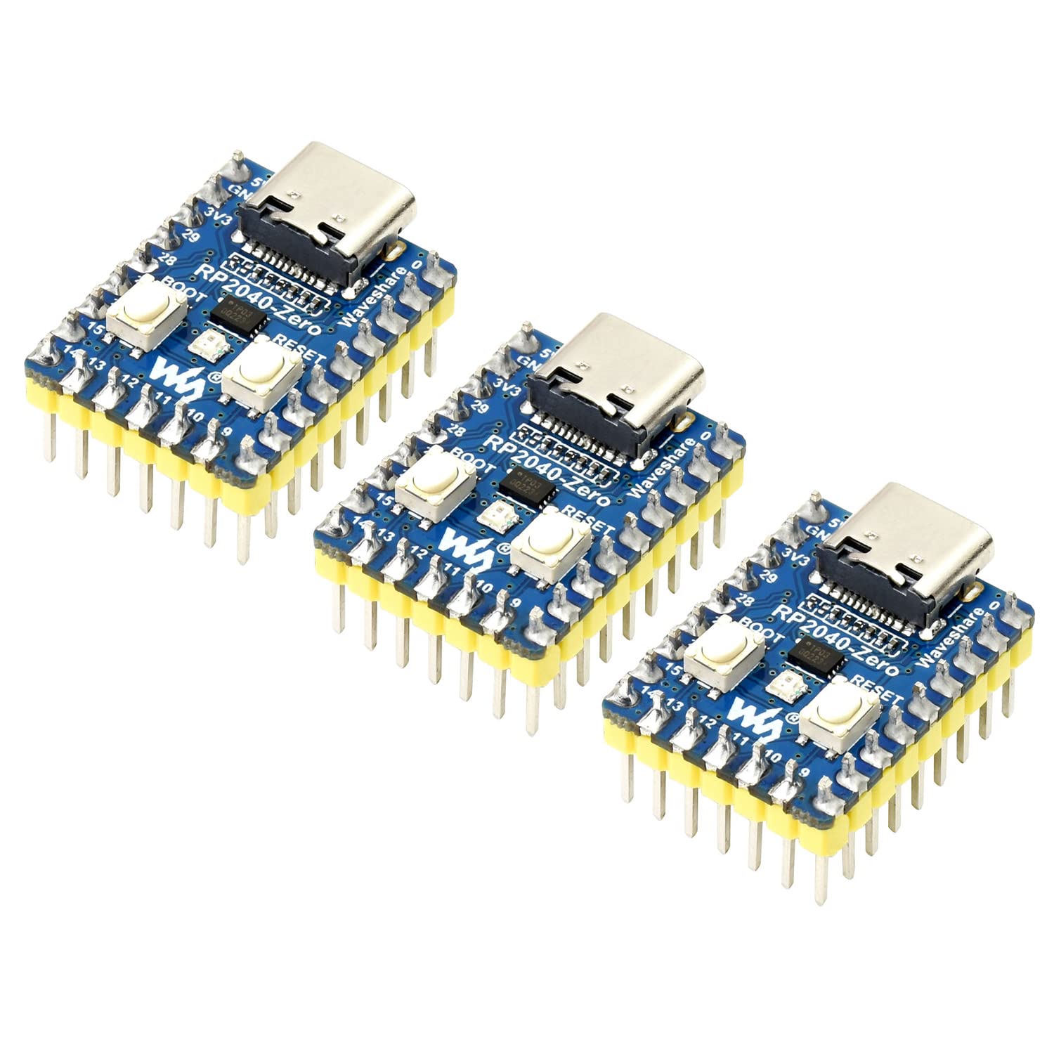 waveshareRP2040-Zero with Pre-soldered Header High-Performance Pico-Like MCU Board Based On Raspberry Pi Microcontroller RP2040 Castellated Module Allows Soldering Direct to Carrier Boards-3pcs