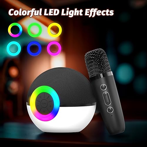 Miniatura 3 de goopow Mini máquina de karaoke con altavoz para niños y adultos, micrófono portátil con Bluetooth y juguetes de canciones con luz LED, el mejor