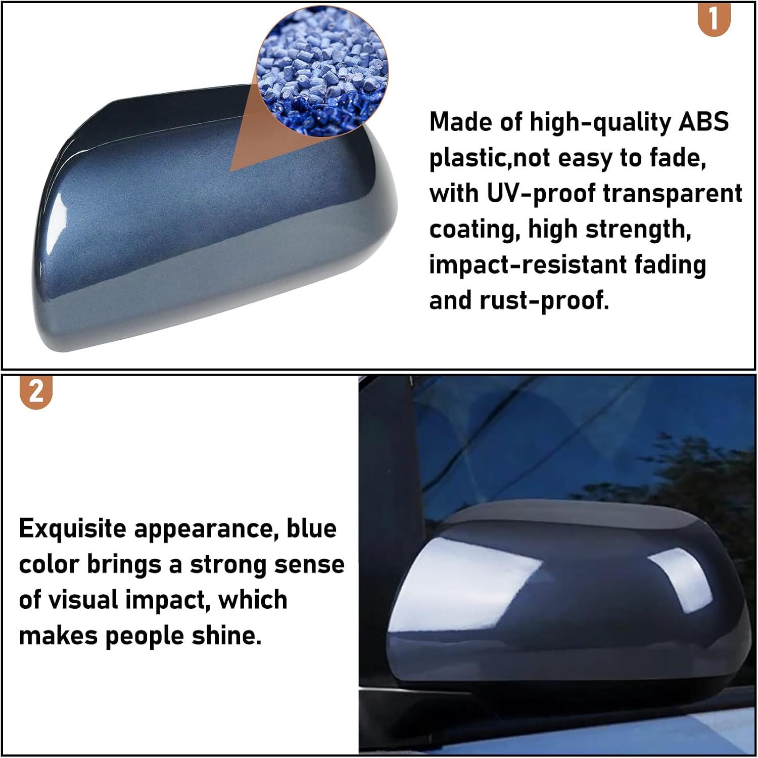 Compatible with 2012-2020 Toyota Sienna Left Driver Side Mirror Cap Cover, Blue Side Door Rearview Mirror Cover Replacement Without Turn Signal Light for Sienna Replaces for 87945-08021-J0