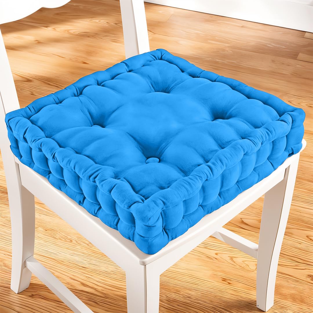 ZZZMRH Chair Cushions Booster Seat - 45cm x 45cm Outdoor Cushions - Garden Chair, Car Seat Cushions 100% Cotton Floor Cushion - Soft Touch Seat Pad For Elderly, WheelChair, Post-Operative - Teal