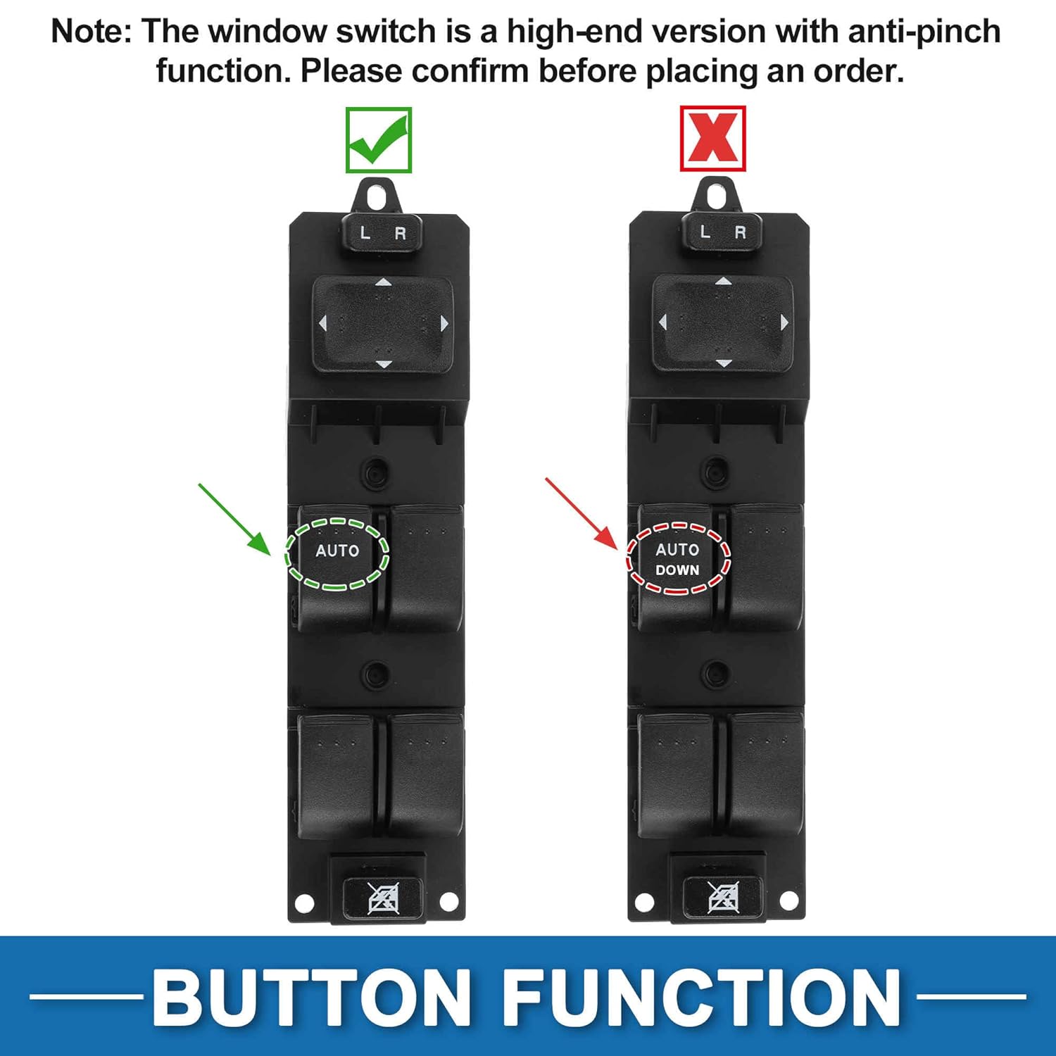 1 AUTO Power Window Switch No.GEA366350/GEA366350A for Mazda 6 2010-2013 Window Control Switch Black