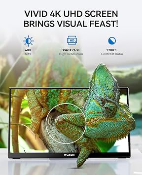 15.6 Inch Portable Monitor 4K UHD 3840x2160P,/w Sleeve,Metal Shell & Kickstand & Dual Speaker,Gaming Monitor,Travel Monitor,Plug&Play for Laptop,PC,Phone,Xbox,PS4/5,Switch,Pi, Black, PMT-15T-4K