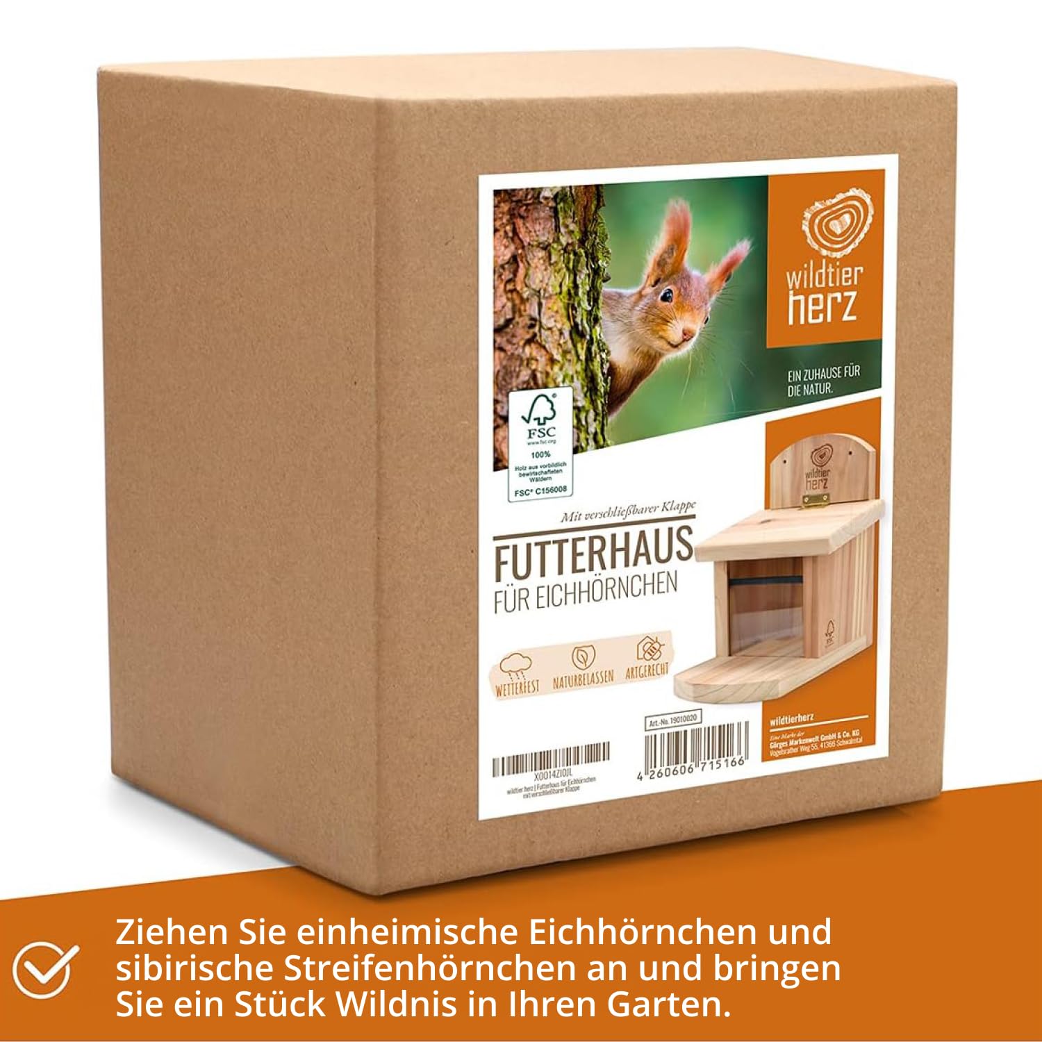 wildtier herz I Eichhörnchen Futterhaus wetterfest I aus verschraubtem Massiv-Holz Futterstelle I Futterstation Eichhörnchen Kobel, Eichhörnchenhaus