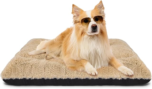 JOEJOY Dog Mat Mattress Washable, Waterproof Plush Calming Dog Bed Medium, Dog Crate Mattress Water Resistant Flat Small Dog Pillow Bed for Medium Dogs, 73x45x7cm.