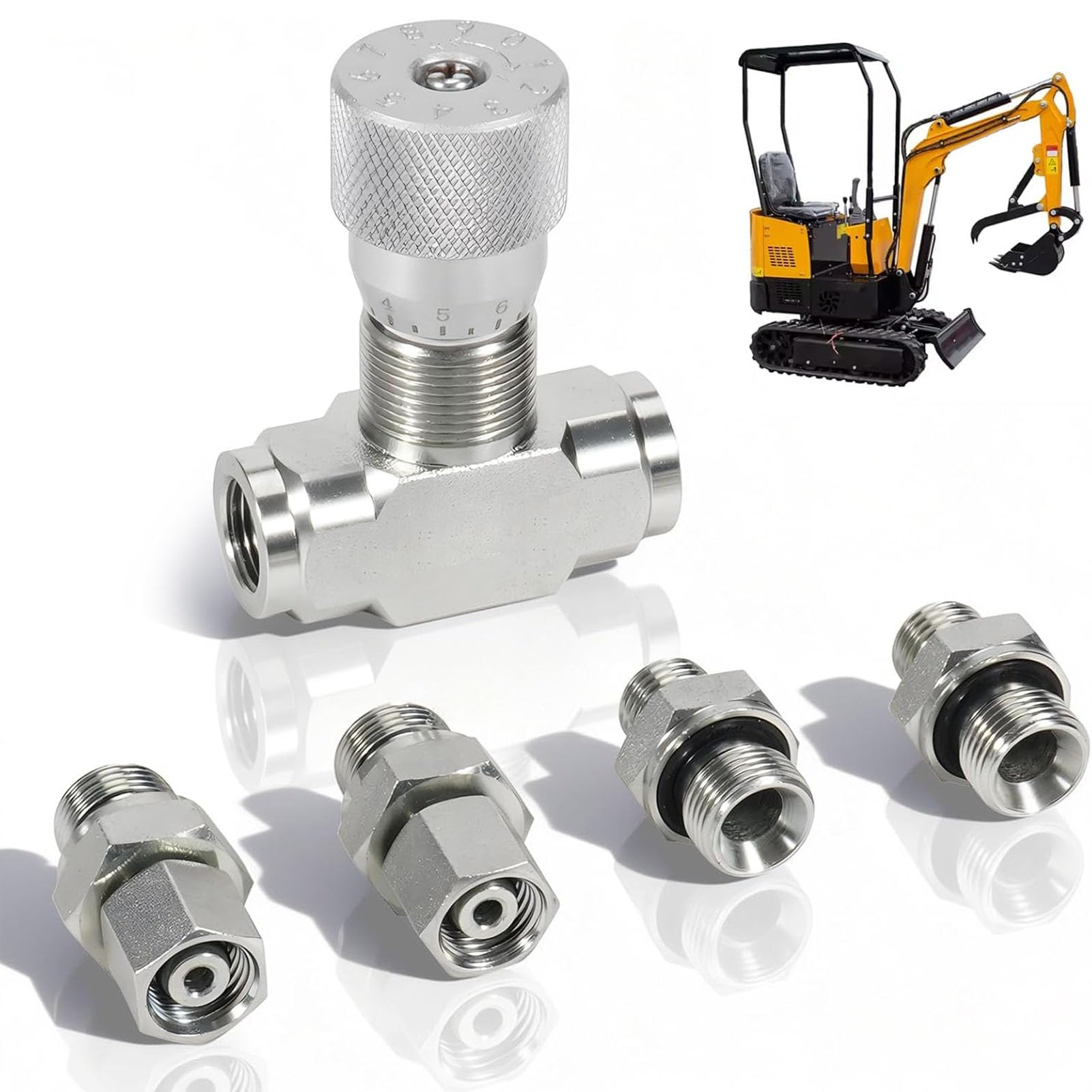 Fafeicy Válvula de Control de Caudal Hidráulico Bidireccional G1/4 Pulgadas para Miniexcavadora de 0,8-2 Toneladas Control de Velocidad del Cilindro Ajuste Serie STB 5 Piezas