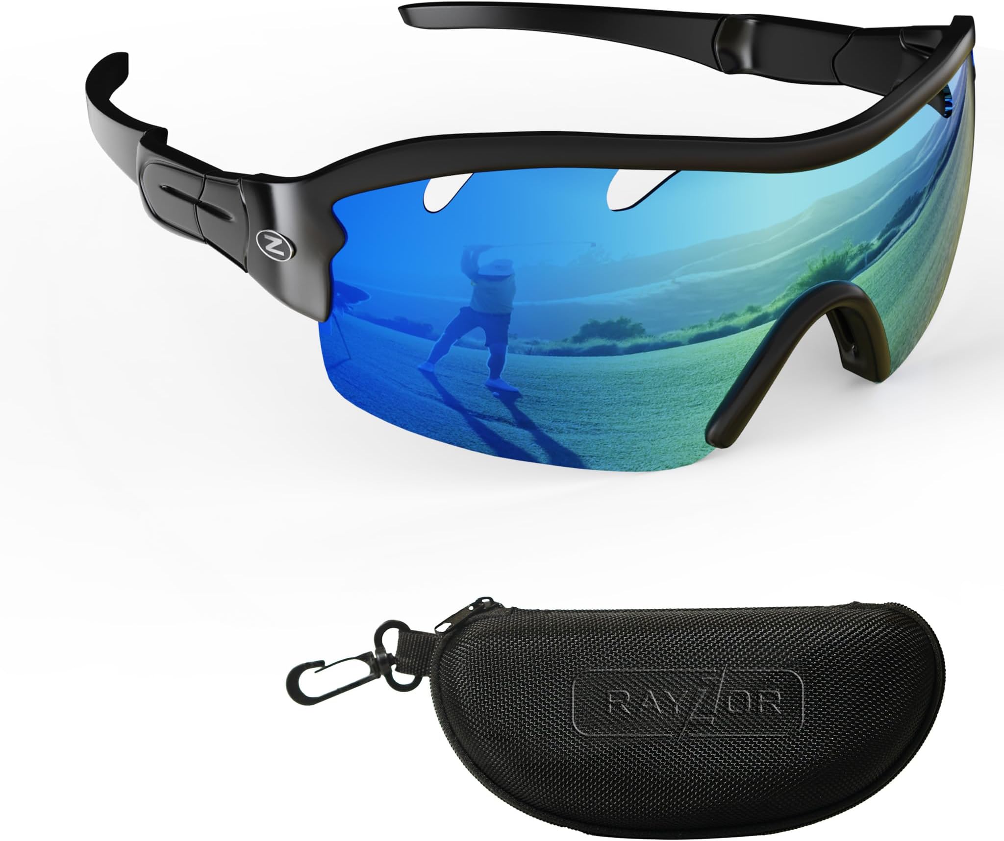 RayZor Sports Wraparound Sunglasses for Men & Women - Cycling Sunglasses - Running Sunglasses - Cricket Glasses - Hiking - Cycling - Golf, UV400 Protection - Wraparound Lightweight Running Shades
