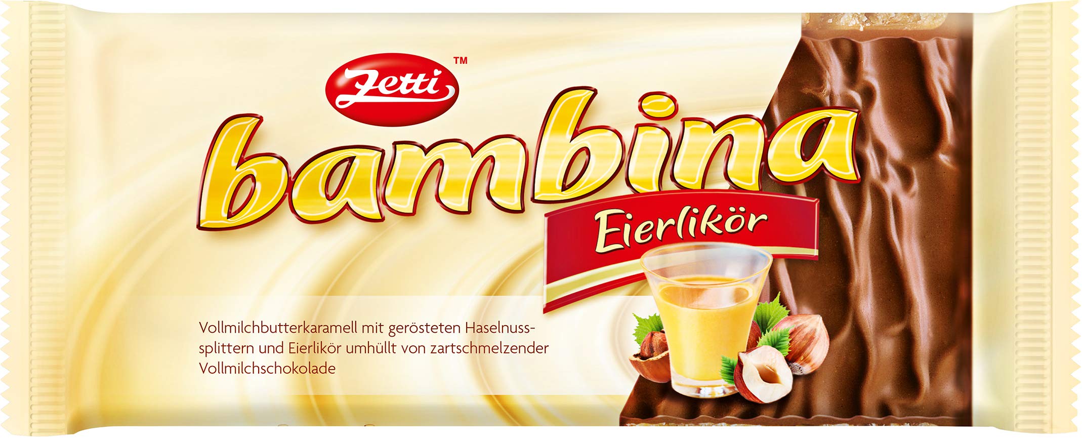 Zetti bambina Vollmilchschokolade mit Haselnuss und Karamell, 24er Pack (24 x 100 g) (Eierlikör, 24 Stück)