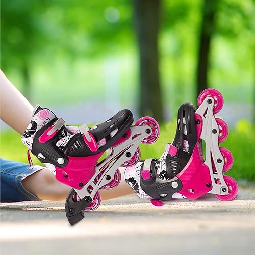 Miniatura 2 de Patines en línea para niños, con 4 cuchillas ajustables para niñas, adolescentes y adultos jóvenes, patines al aire libre para principiantes y