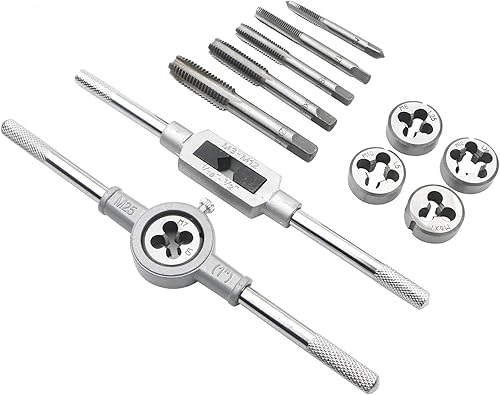 Miniatura 2 de Juego de 12 unidsset de llaves y troqueles de aleación de acero de aleación de herramientas manuales de tamaño métrico tapones de rosca rectos