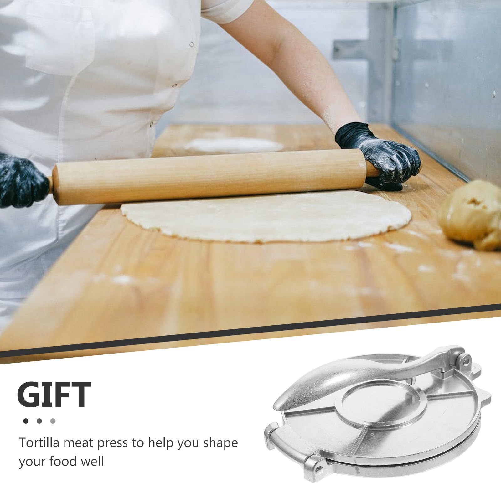 Pfannenpresse Umweltfreundlich aus Aluminiumlegierung Tortilla Maker und Praktische Teigpressmaschine mit Runder Form für Corn Tortillas die Küche Kinderfreundlich