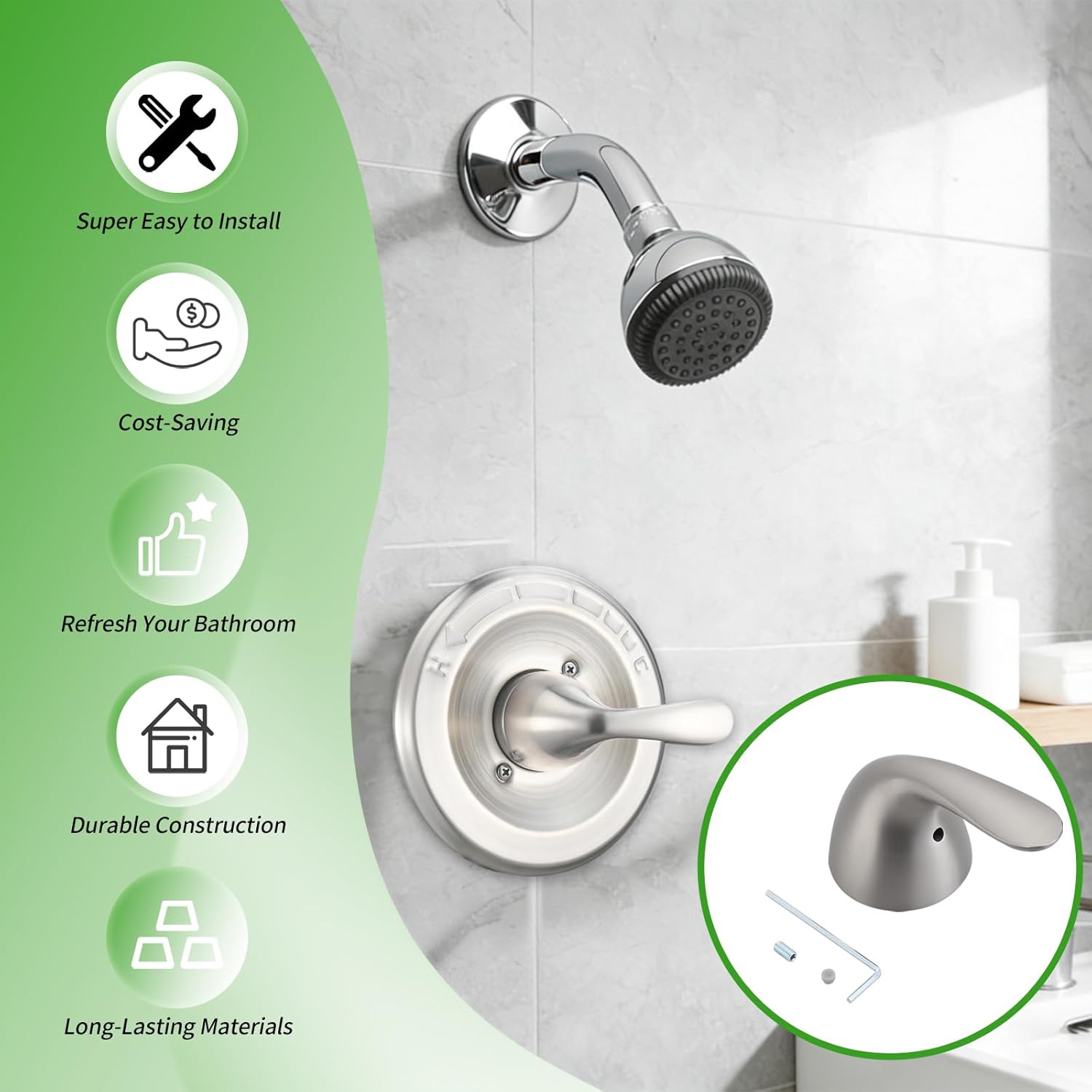 Shower Handle Replacement for Delta RP48717 Lever Handle Kit, Fit for Delta 13/14& 1300/1400 Series Tub Faucet, Single Handle Tub and Shower Faucet Handle,Brushed Nickel