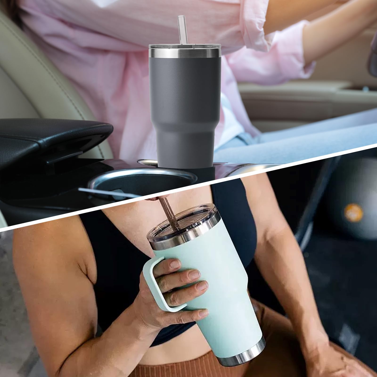 Pokrywka kubka ze słomką do YETI, 2-pak zapasowych pokrowców na kubek Rambler 740 ml, kubek ze słomką 990 ml, odporny na zalanie wierzch ze szczotką, nadaje się do mycia w zmywarce i nietłukący się