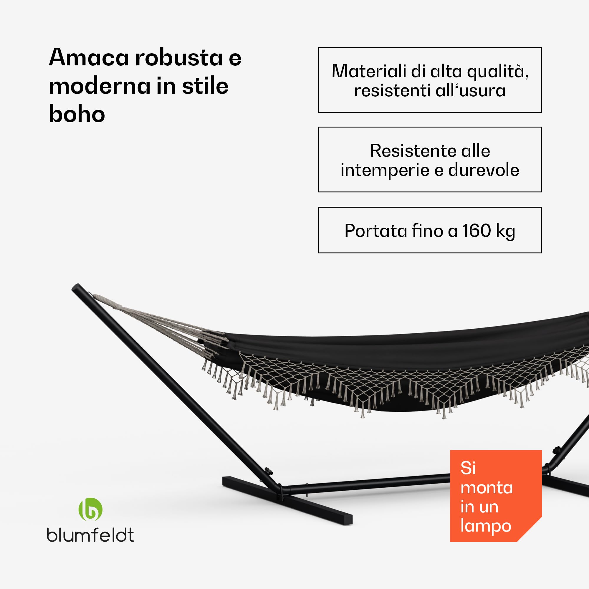 Amaca Da Giardino HOMELEVEL In Cotone - 220x115 Cm, Resistente, Con Tasca Laterale, Per Relax Outdoor E Indoor