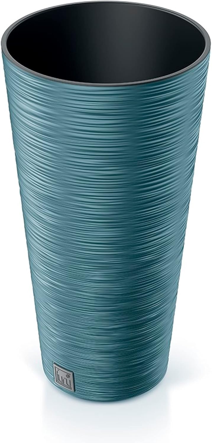Prosperplast Scandinavian Blue Planter with Reservoir Furu Collection 25 x 25 x 48 cm, 7.5 L Capacity
