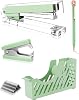 Gold Desk Accessories 9-Piece Set - Acrylic Stapler, Tape Dispenser, Staple Remover, Clips, 2 Ballpoint Pens, Ruler, Scissors and 1000 Staples
