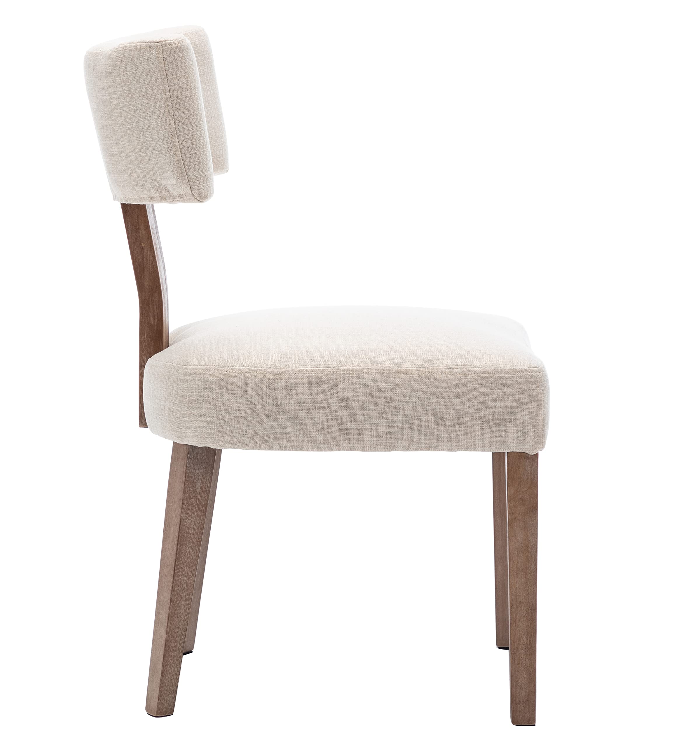 (1 pack)Modern Dining Chairs Comfy Upholstered Side Chairs with Wood Legs, Linen Fabric Dining Chairs with Curved Wingback for Living Room Bedroom, Beige