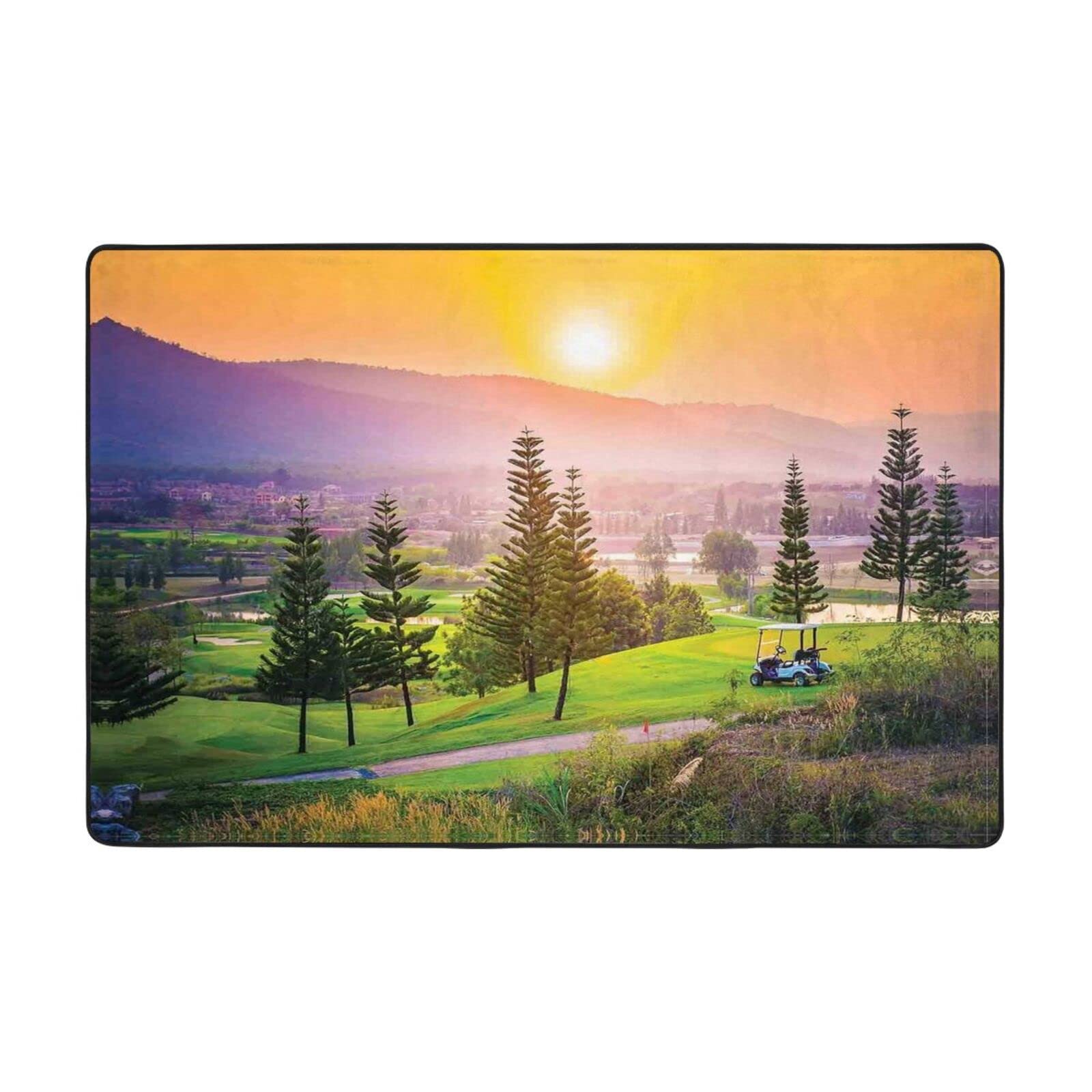 Tapis de sol flanelle doux absorbant imprimé Golf Resort Park maison