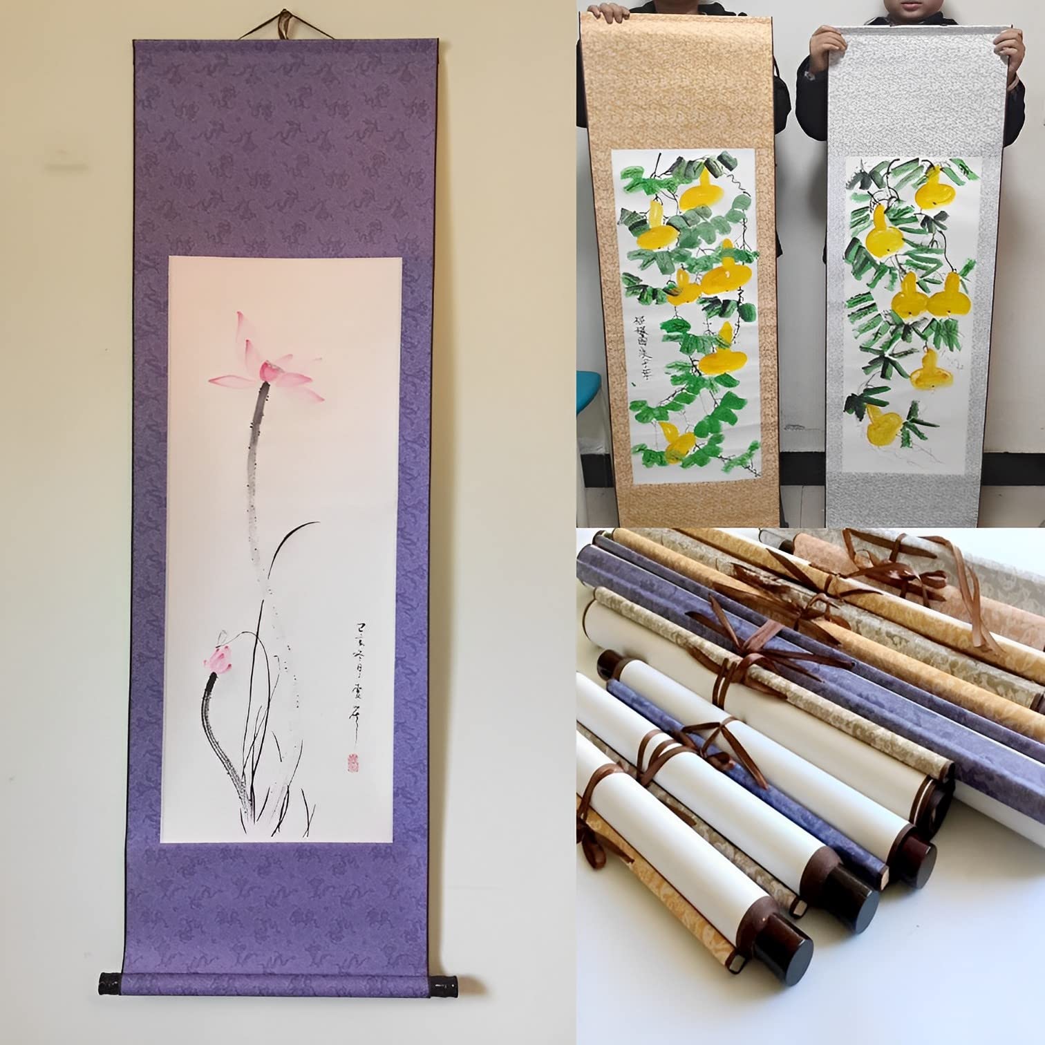 Amazon.co.jp: MIMIA 掛け軸 掛軸 無地 2本セット モダン