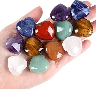 Sponsored Ad - ZHIYUXI 7Pcs Heart Healing Crystals Amethyst Clear Quartz Green Aventurine Tiger Eye Blue Sodalite Yellow A...