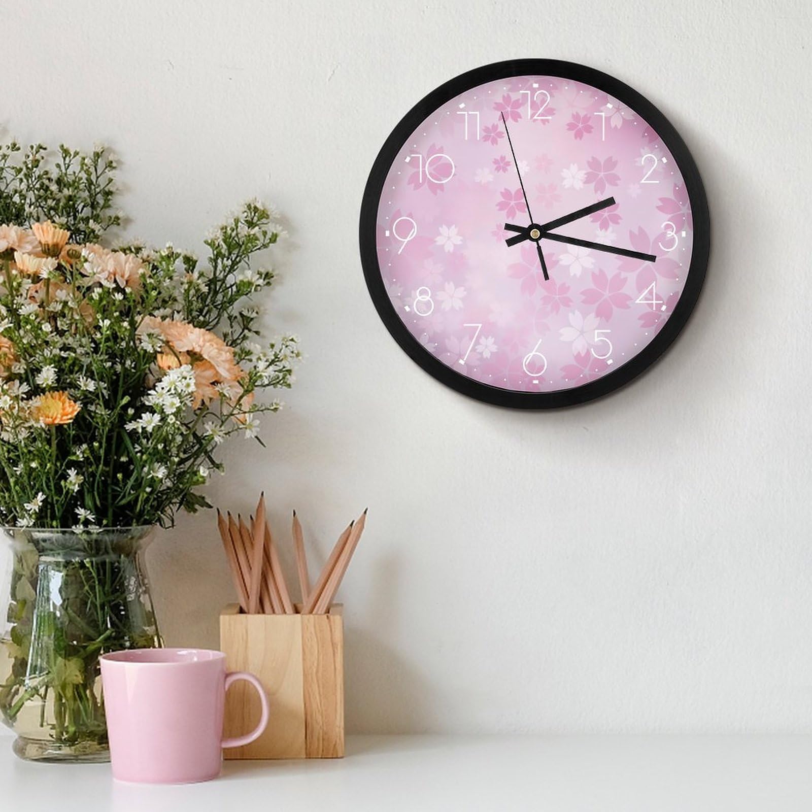 Amazon.co.jp: 掛け時計 さくら 桜柄 花柄 壁掛け時計 モダン ウォール