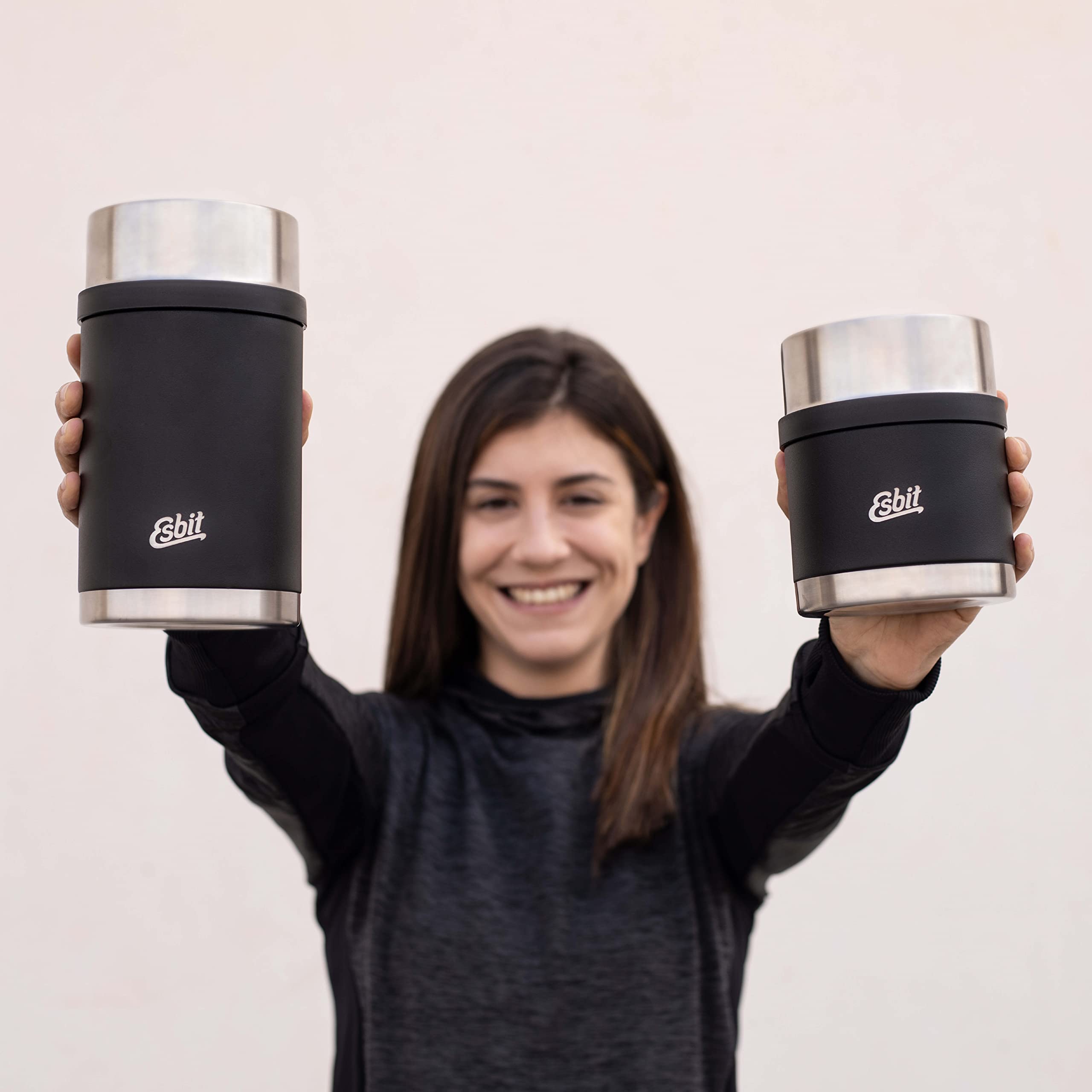 Esbit Thermobehälter Sculptor für Essen - Warmhaltebehälter 500 ml in Stone Grey - aus Edelstahl für warme und kalte Speisen