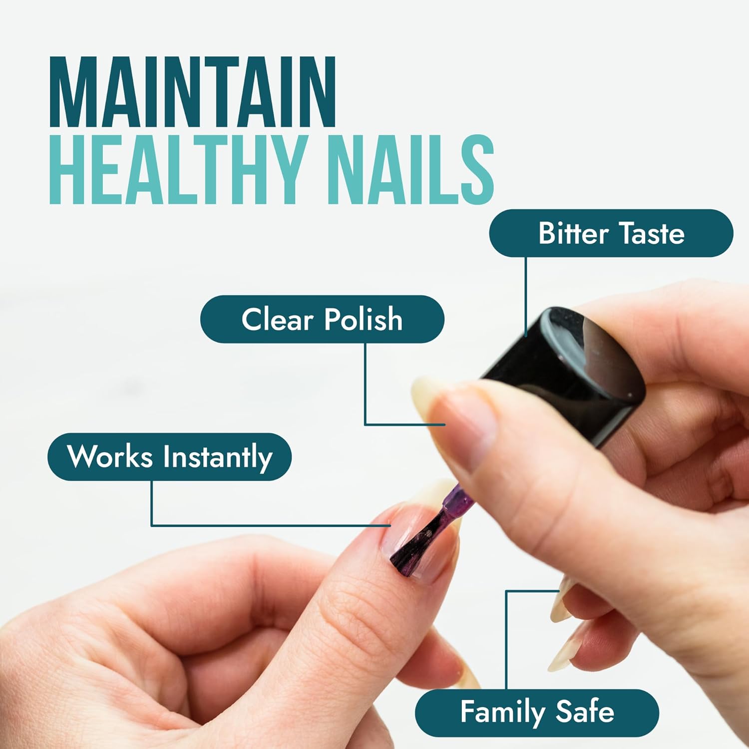 Stop Nail Biting Treatment - Clear, Bitter-Tasting Nail Polish To Stop Nail-Biting - Easy To Apply and Safe For Children - Nail Strengthener Solution - Nail Care for Healthy Nail Growth (3x0.5 fl oz)