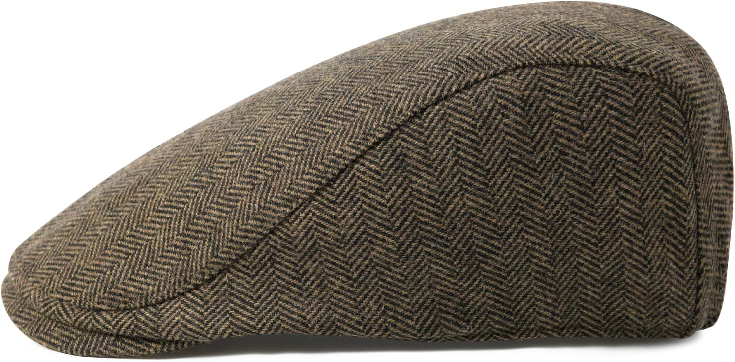 Men Wool Blend Flat Cap Tweed Newsboy Ivy Hat - Image 2