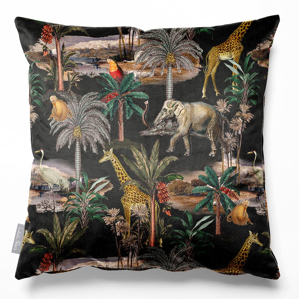 Izabela Peters Charcoal Eco-Friendly Velvet Cushion With Covers, 40Cm Safari Voyage - For Chairs And Sofas
