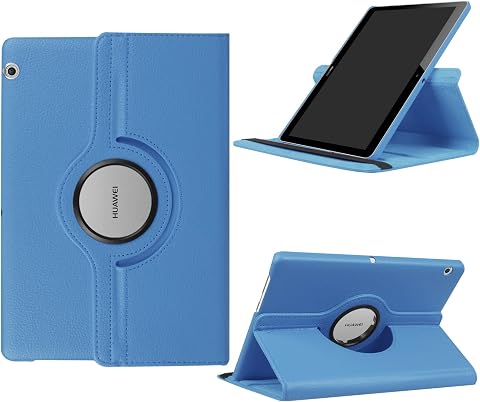 KATUMO - Carcasa para Huawei Mediapad T5 10.1 2018 (AGS2-W09/L09/L03/W19) Ultra Delgada Funda Protectora con 360 Soporte Giratorio función Cuero Funda Tableta T5 10 Cubierta, Azul Cielo