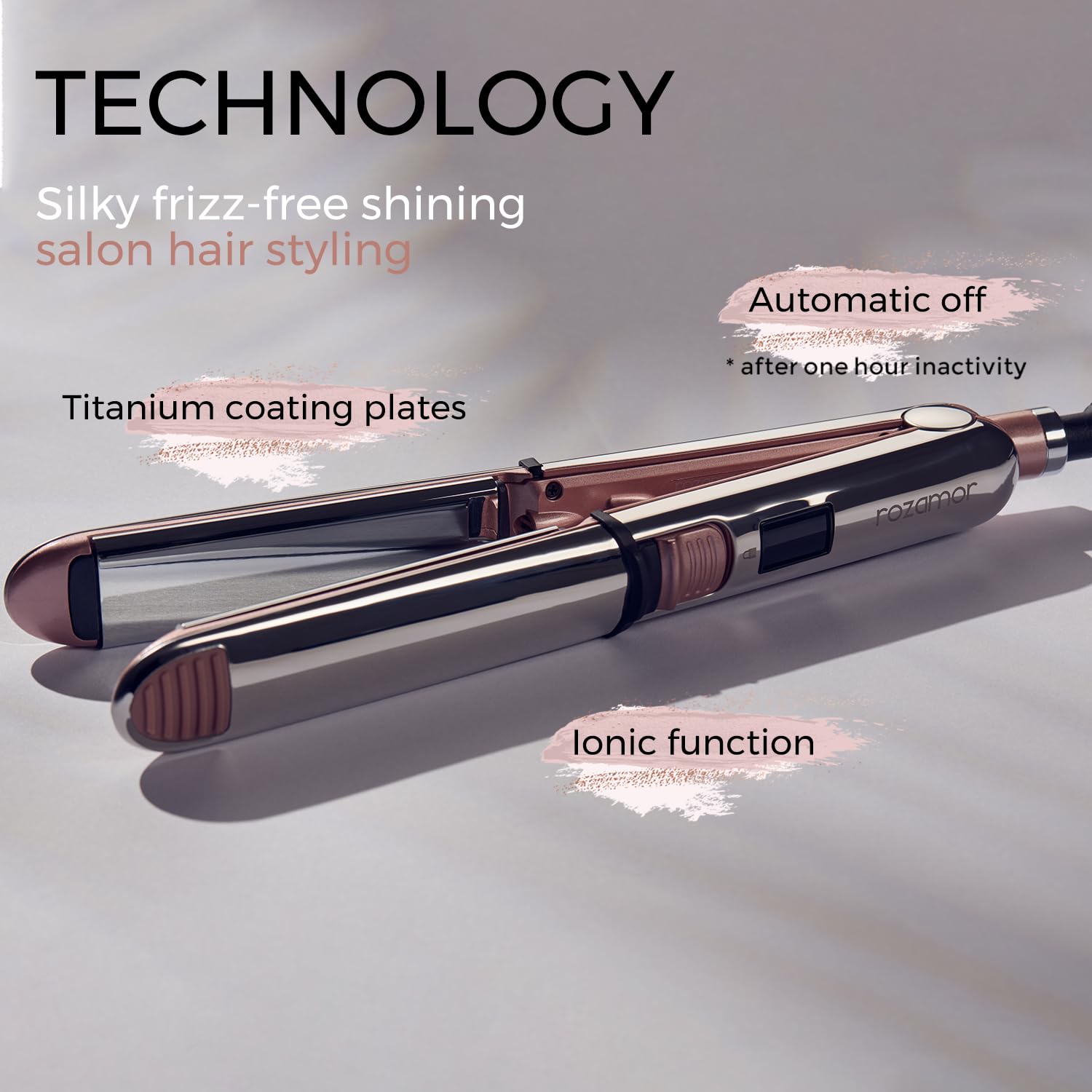 Rozamor Professional Hair Straighteners, Titanium Flat Iron, Double Side 3D Floating Plates Fast Heating Flat Iron, Pink 2 in 1 Hair Straightener Curler for All Hairstyles, Gift... - Image 5