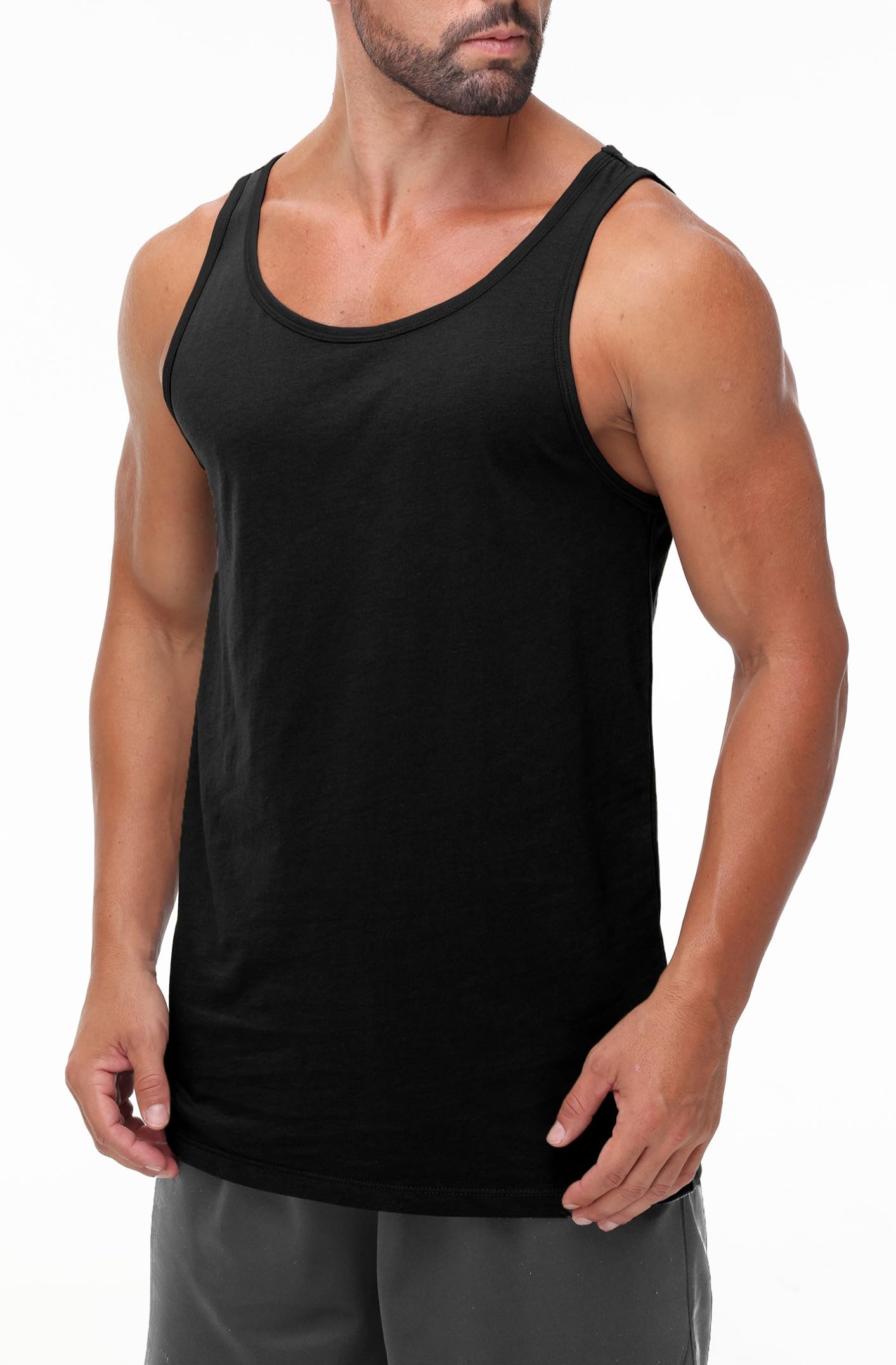 Demucy Mens Tank Top Sleeveless Muscle Shirts Soft Cotton Casual T Shirt for Gym Workout