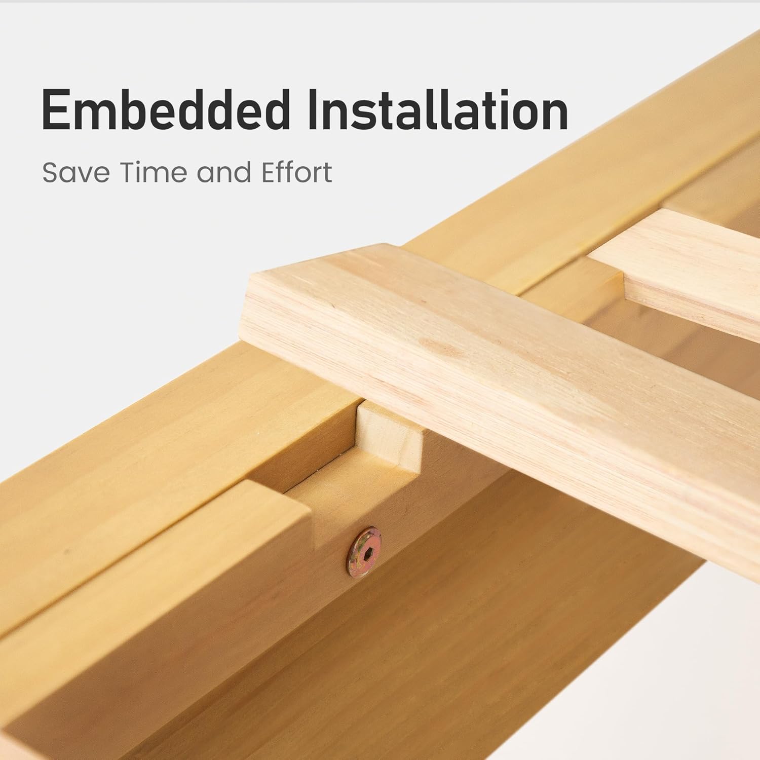 Lifezone Wood Queen Platform Bed Frame, Premium Solid Wood, Sturdy Structure, 3.78” Thickened & 14” Height Legs, Easily Assemble, Mortise & Tenon Joints Patterns, Natural