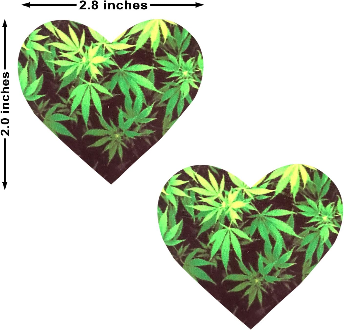 Neva Nude Weed I Heart U Nipztix Pasties Nipple Covers for Festivals, Raves, Parties, Lingerie and More, Medical Grade Adhesive, Waterproof and Sweatproof, Made in USA