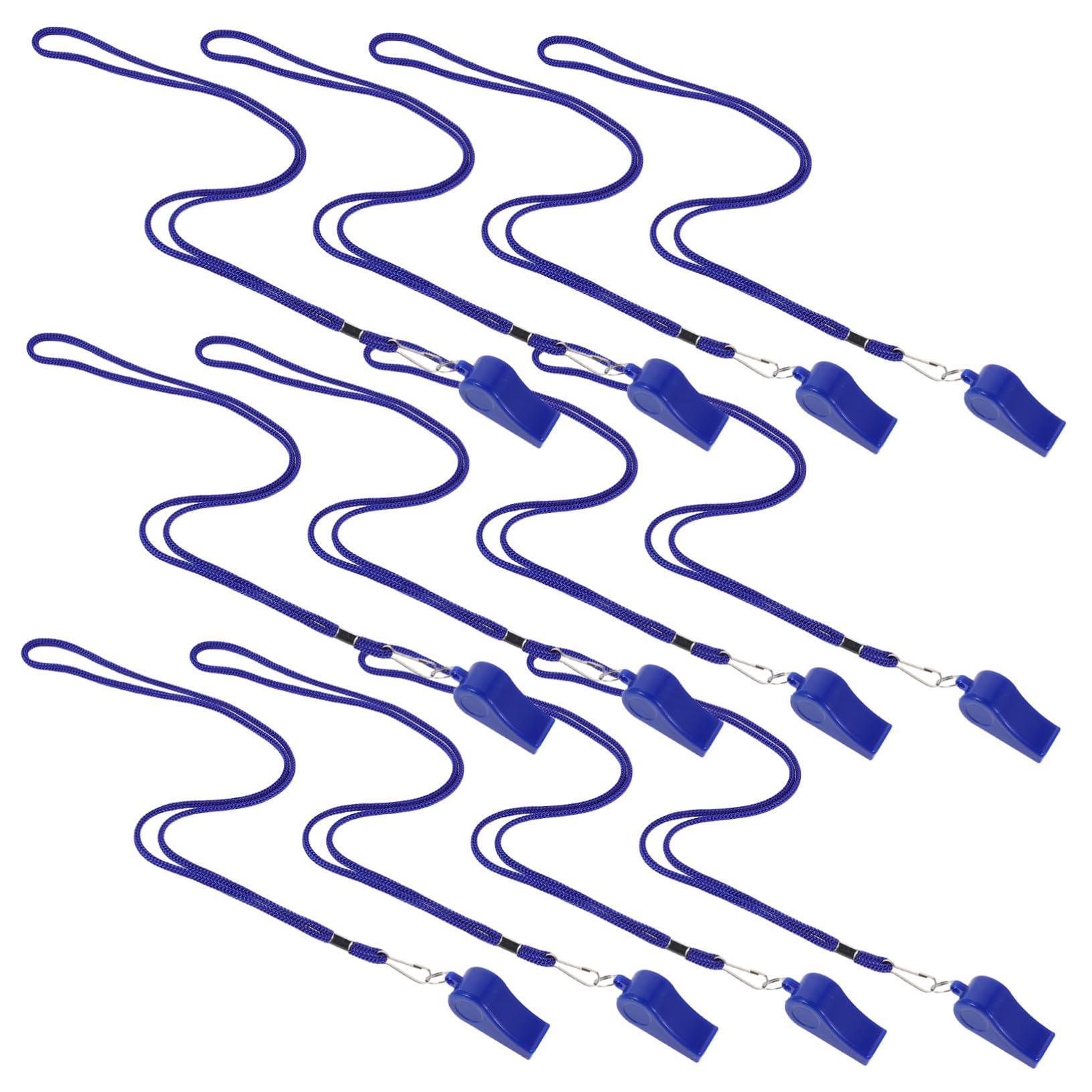 SOIMISS 36 Sifflets en Plastique Bleu avec Cordon, Son Fort et Net, Sifflet de Randonnée Portable Solide pour Arbitres, Sports et Secours en Extérieur
