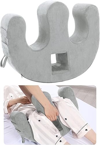 MABOZOO Dispositivo de giro para pacientes con orificio para mango, almohada de terciopelo en forma de U, almohada de lactancia postrada en cama,