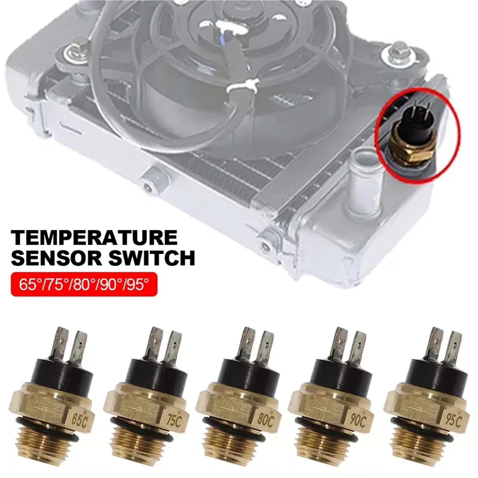 Sensore temperatura motore M16 65/75/80/90/95 ° Sensore temperatura acqua in rame Interruttore termostato ventola liquido di raffreddamento radiatore(95)