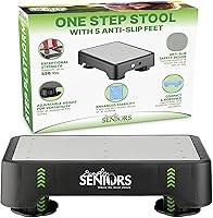 SimplySeniors Heavy Duty One Step Stool for Seniors - 550 lbs Capacity, Adjustable Height, Anti-Slip Portable Mobility Aid for Adults, Beds, Kitchen, Bathroom