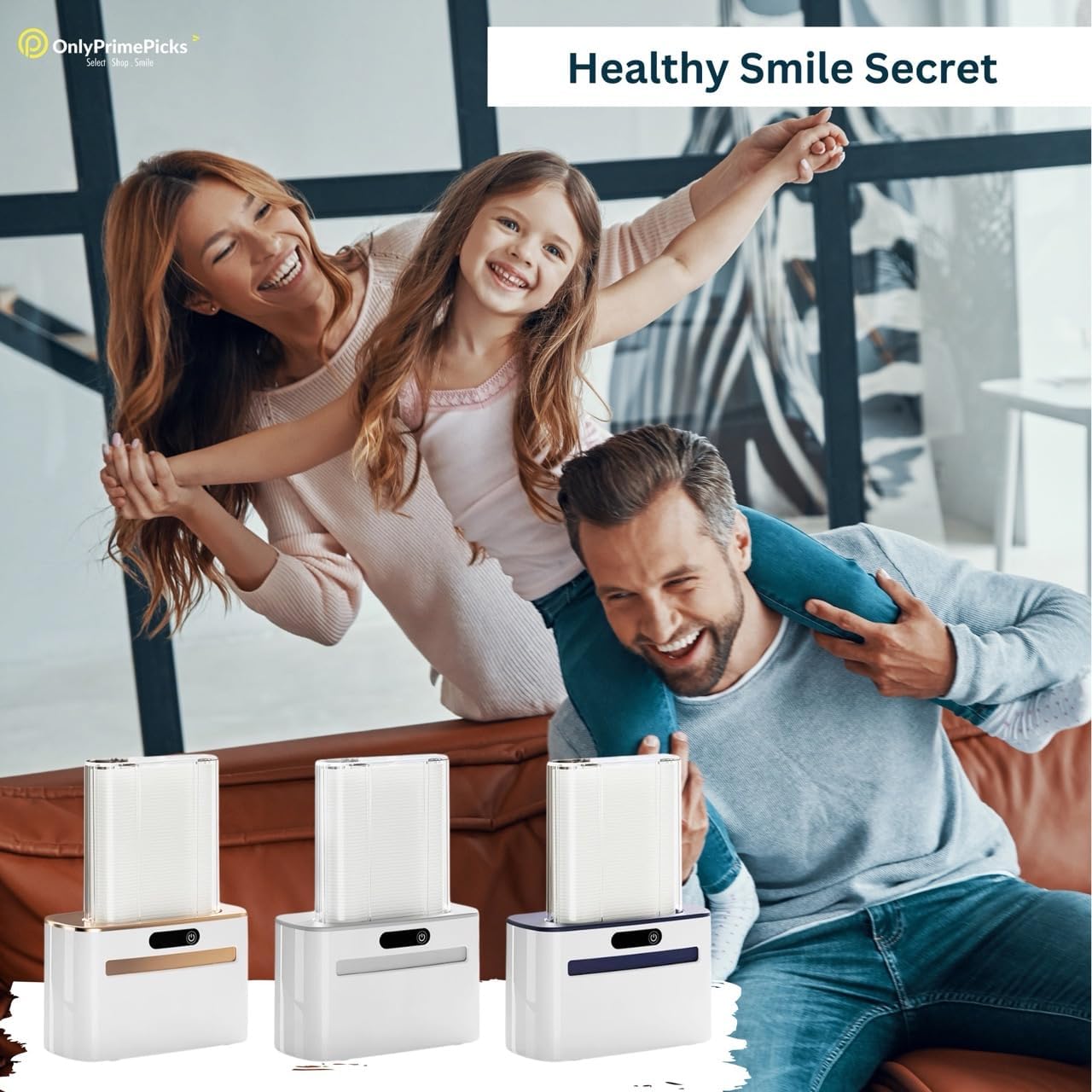 Smart Touchless Floss Pick Dispenser with Sensor - Refillable and Rechargable with 2 Cartridges (100 Picks) - Innovative and Hygienic Floss Pick Holder (Light Gray)