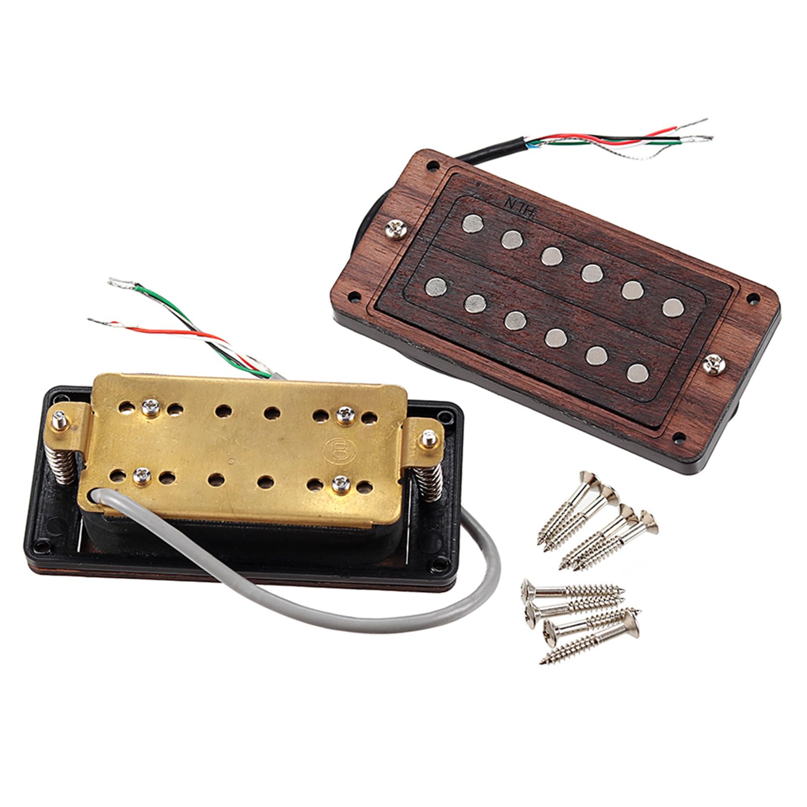 Humbucker - Juego de pastilla con imanes de cerámica y marco de madera para guitarra, sonido claro de alta salida, fácil instalación, juego de pastillas de guitarra