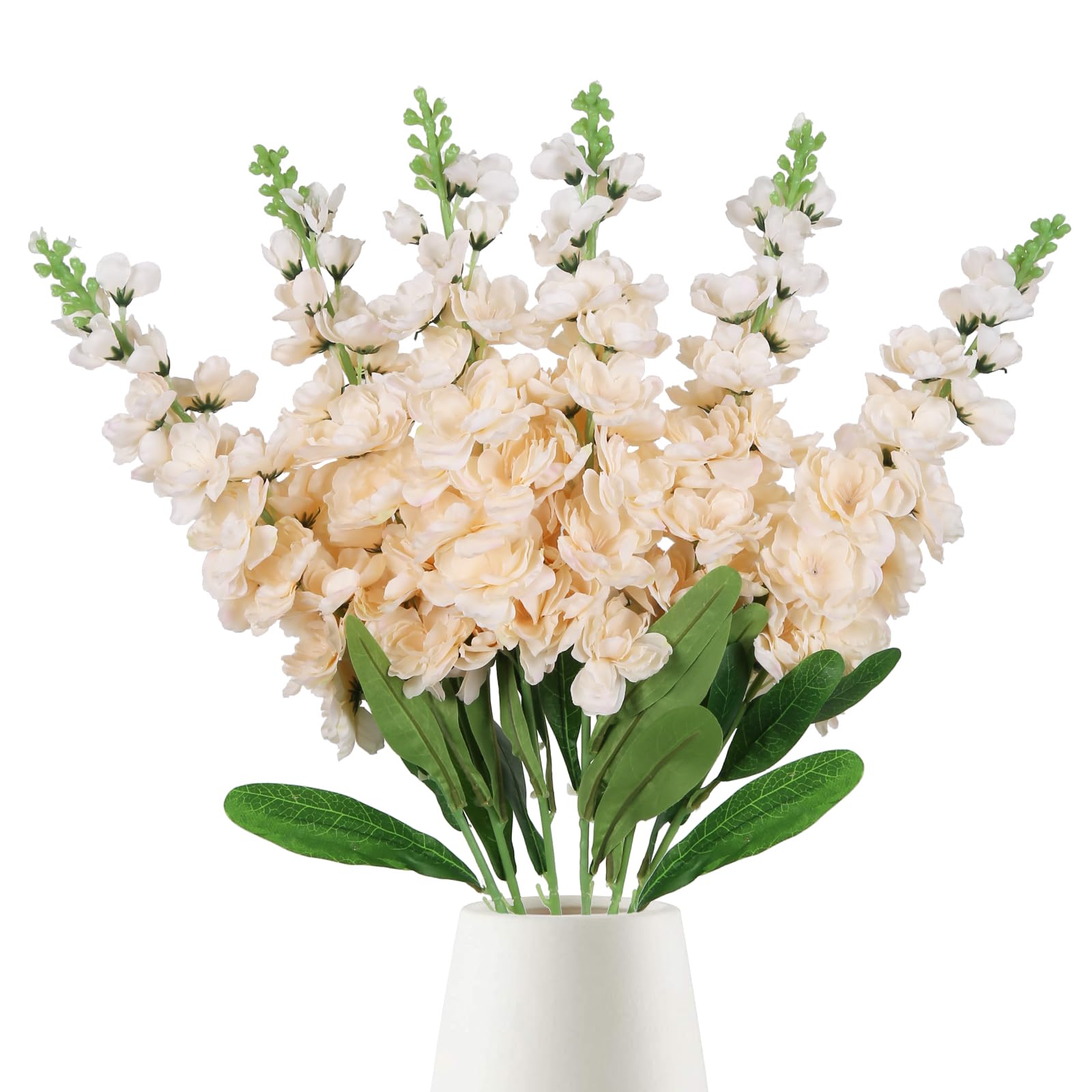 IPOPU 6pcs Champagne Delphinium Artificial Flowers 36.22in Silk Flowers Snapdragon Flowers Hyacinth Artificial Flowers Long Stem Flowers for Wedding